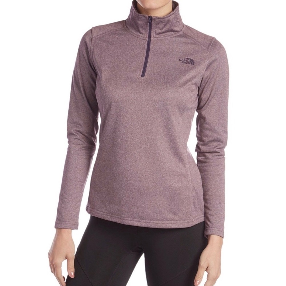 North Face Quarter Zip Pullover Softshell Fleece Jacket Heathered Purple Small